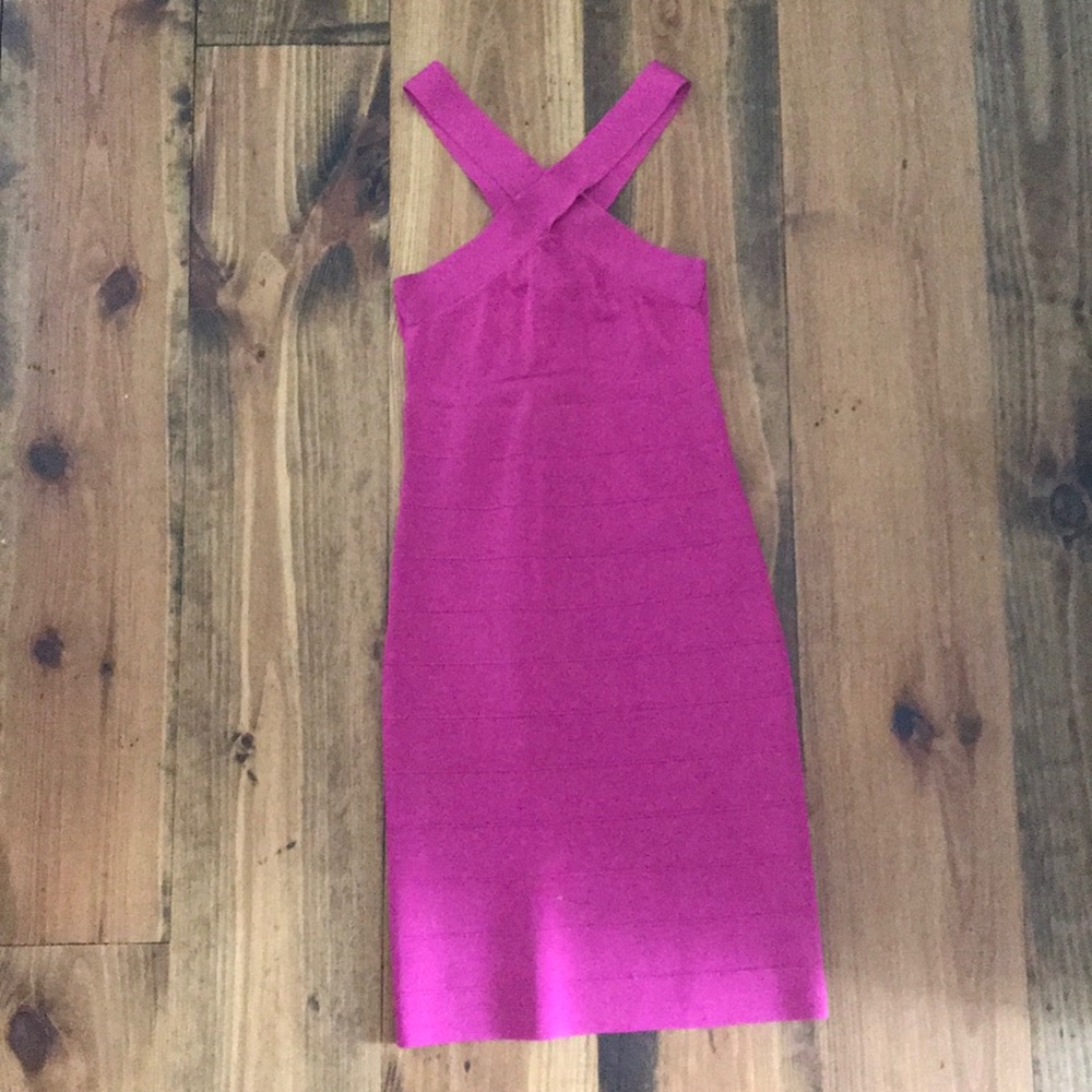Hot pink banded bodycon mini dress